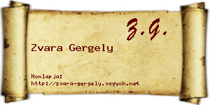 Zvara Gergely névjegykártya